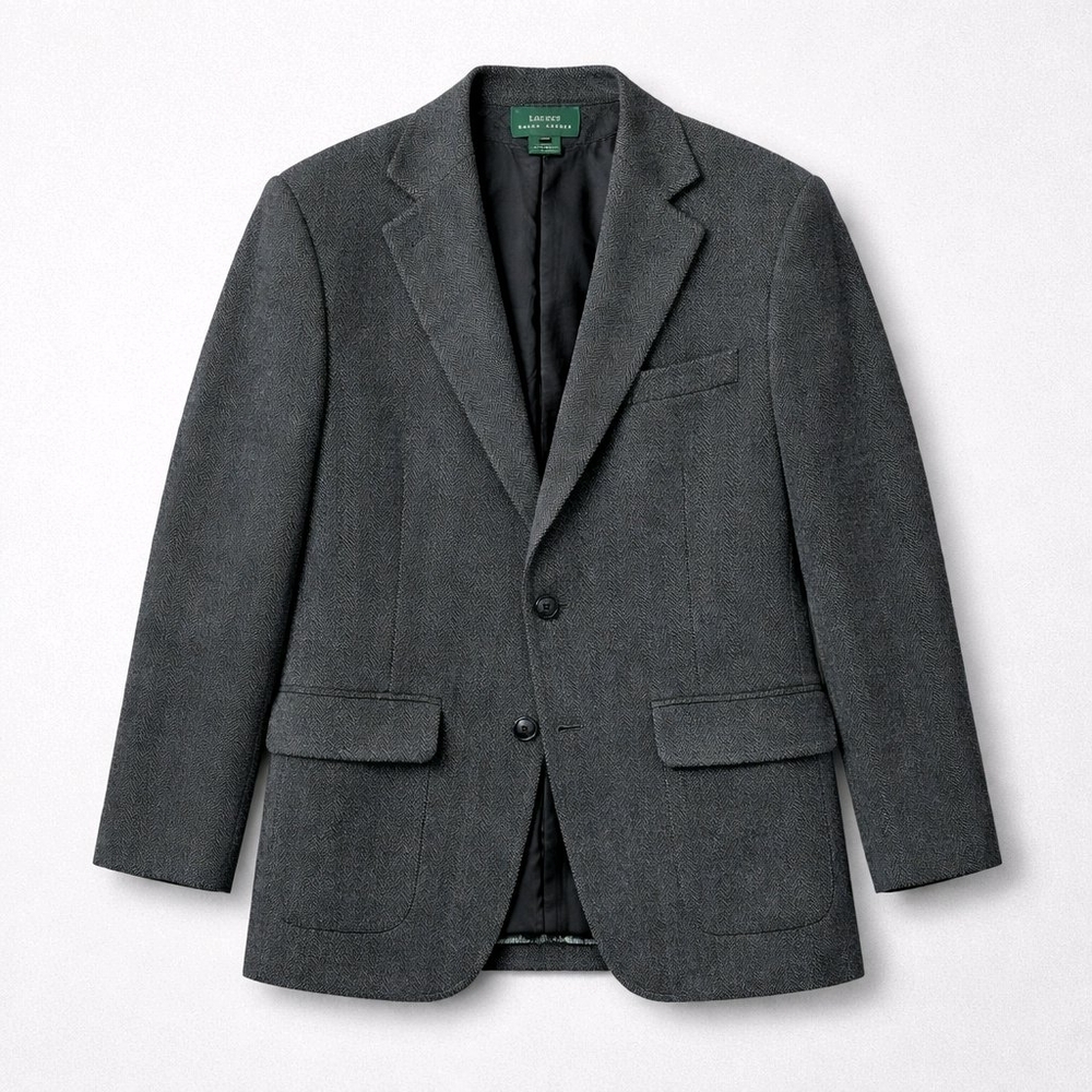 Ralph Lauren Women's Wool Cashmere Blend Herringbone Blazer Size 14